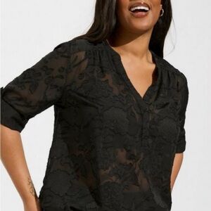Elegant Black Sheer Women's Top